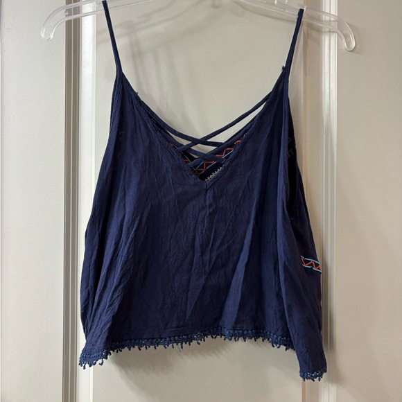 Lush Navy Aztec Loose Fitting Crop Top - Picture 4 of 6